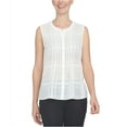 thumbnail image 2 of CeCe Womens Pintuck Shadow Knit Blouse, White, Small, 2 of 2