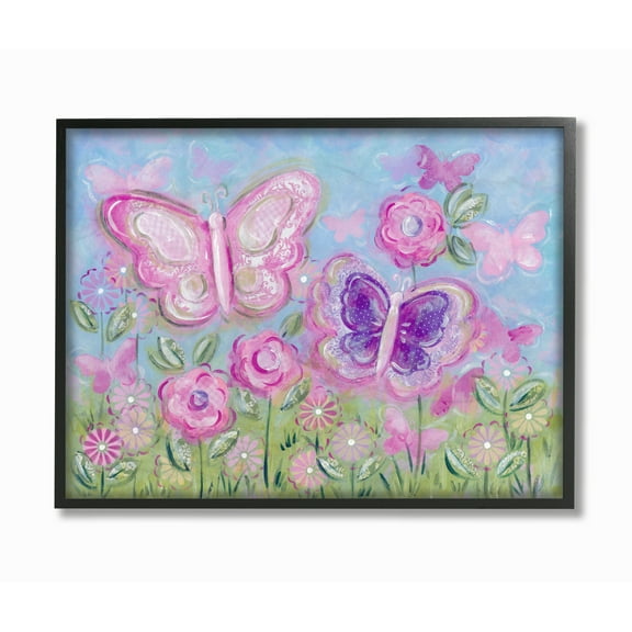 The Kids Room by Stupell The Kids Room by Stupell Pastel Butterflies in a Garden Framed Wall Art by Reesa Qualia