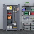 thumbnail image 3 of Metal Storage Cabinet, 65" Tall Garage Storage Cabinet with Lockable Doors, Utility Broom Closet for Mop Storage, Steel Tool Cabinet with Shelves for Laundry Room & Home Office, White/Grey, 3 of 6