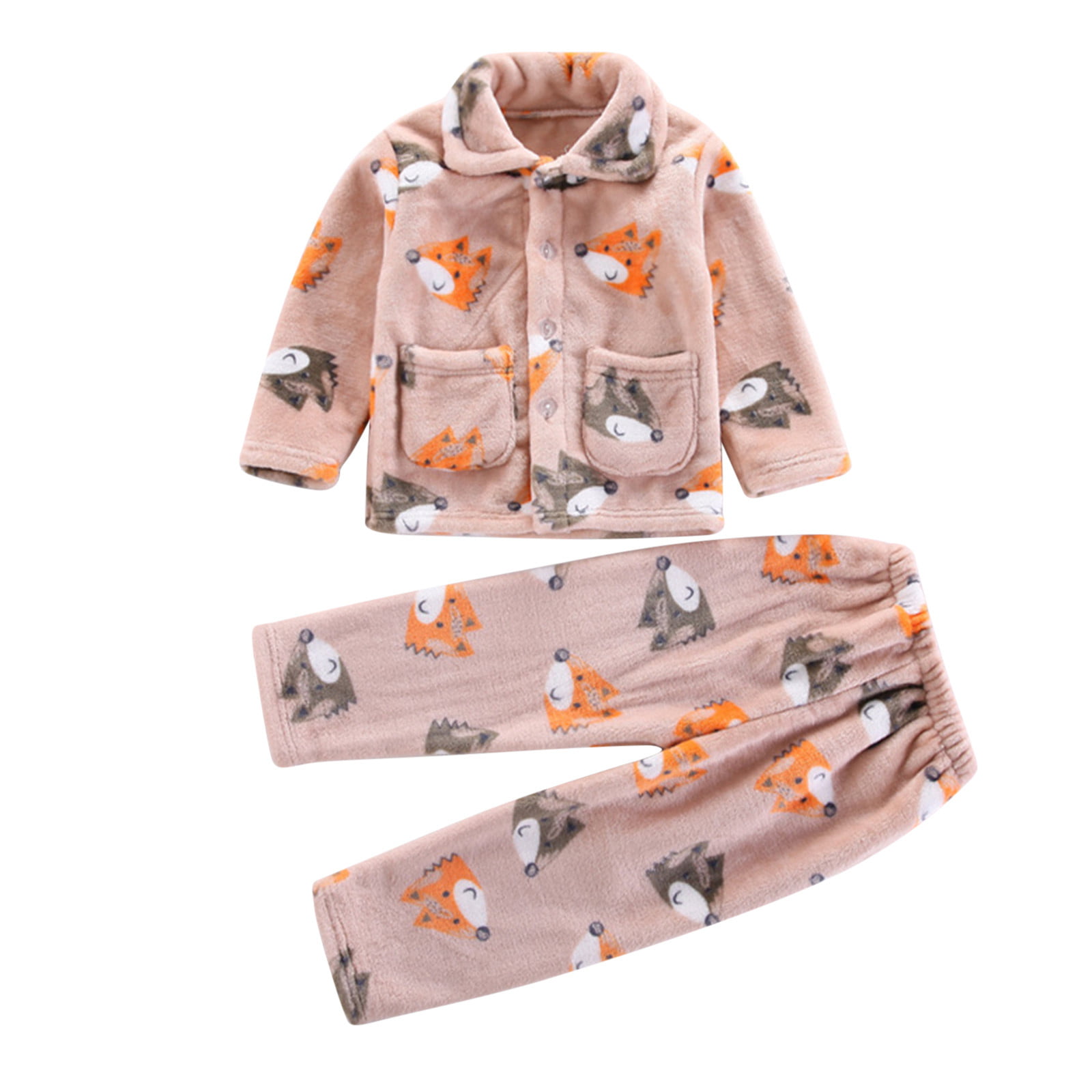 Kids Baby Boys Girls Warm Flannel Fleece Towel Robe Bathrobe Soft Pajamas Sleepwear Set 