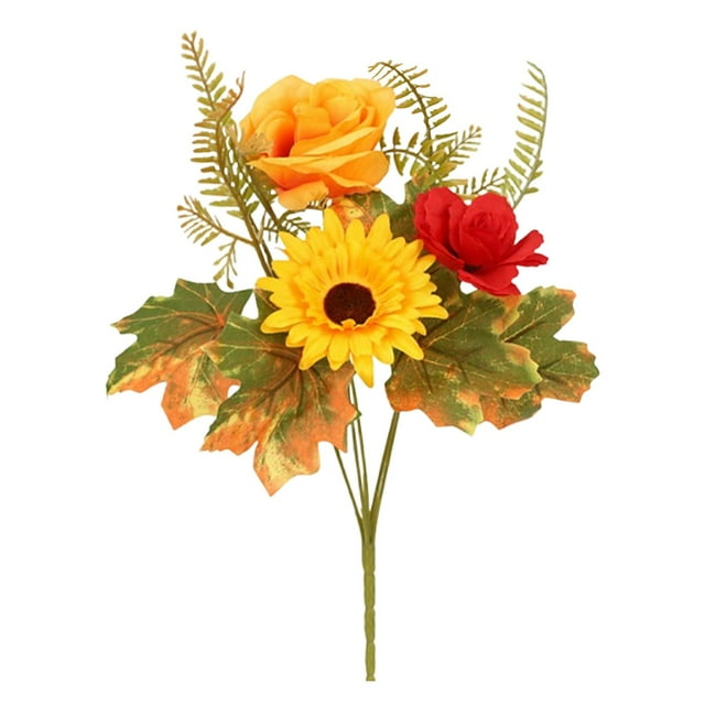 Hearth & Gear "Realistic Autumn Floral Arrangement With Maple Leaves – Great For Table Centerpieces Festivals And Everyday Use" Flowers Bulk Mini Flowers in Fall Flower Arrangements Wisteria Bush Vase