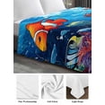 thumbnail image 6 of Cartoon Fish Queen Size Flat Sheet, Wrinkleproof & Fadeproof Cooling Flat Bed Sheet Only, Blue Colorful Sea Ocean Seagrass Coral Breathable Soft Bedding Top Sheets 90 x 102 Inches, 6 of 8