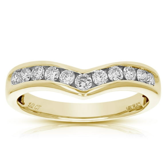 Vir Jewels 1/2 CTTW Diamond V Shape Channel Wedding Band 14K Yellow Gold Round in Size 7 For Female Adult