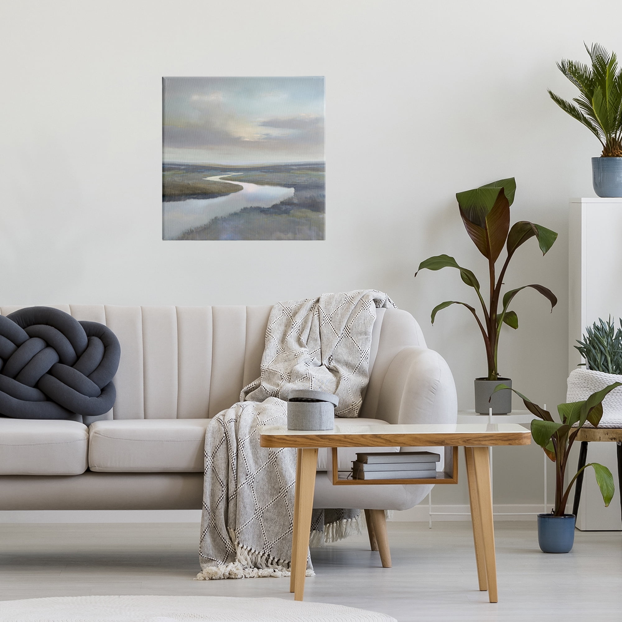 Stupell Industries Calm Riverbend in Greys Canvas Wall Art, design by Christy McKee