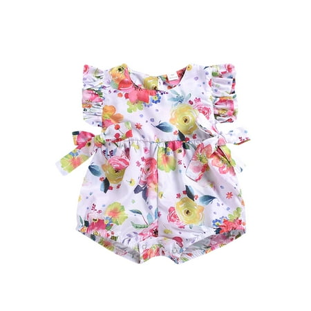 

Carolilly Newborn Casual Flower Ruffle Romper Bodysuit Jumpsuit Outfits Set
