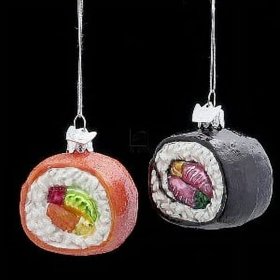 Kurt Adler Noble Gems Glass Sushi Ornament 2Pc Set