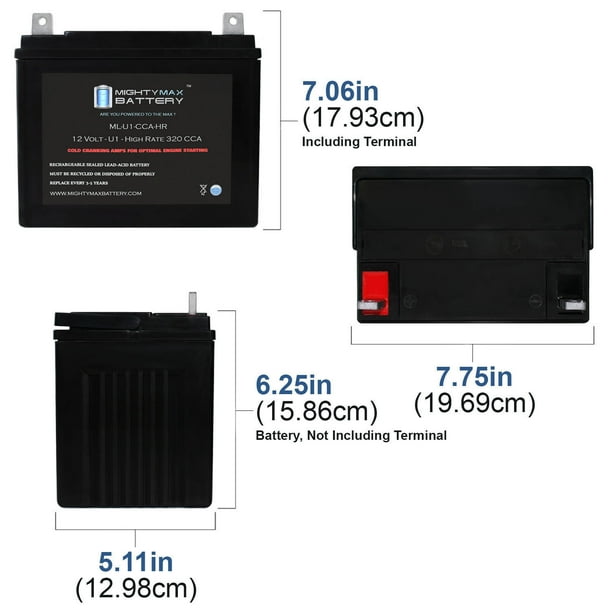 ML U1 CCAHR 12V 320CCA Battery for WheelHorse 420 LSE 20HP Ride