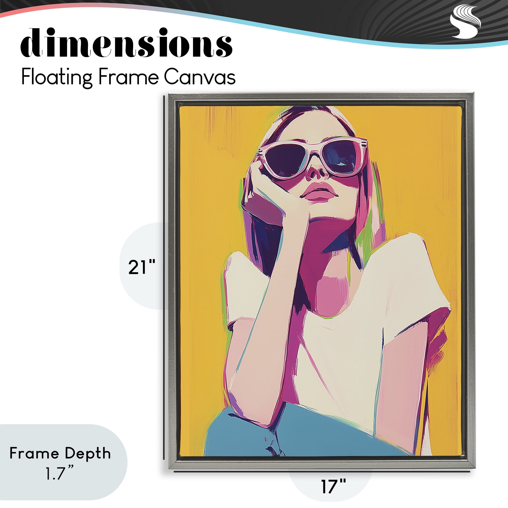 Stupell Industries Chroma Shades Girl Gray Framed Floater Canvas Wall Art, design by Walker Noble