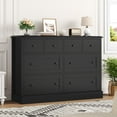 thumbnail image 2 of Homfa 8 Drawer Horizontal Combo Dresser for Bedroom, Modern Chest of Drawers Wood Storage Cabinet for Living Room, Black, 2 of 8