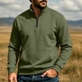 thumbnail image 2 of Mens Solid Quarter Zip Stand Collar Pullover, Long Sleeve Casual Sweatshirt with Front Pocket, Comfort Lightweight Tops, 2 of 6