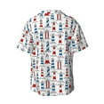 thumbnail image 5 of Lafuoo Lighthouse And Beacon Pattern Men's Cuban Collar Short Sleeve Shirt, Button-Down Resort Beach Pocket Shirt-Small, 5 of 6