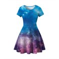 thumbnail image 3 of WILLBEST Robes pour Femmes Robe Décontractée Ciel Étoilé Imprimé Numérique Ligne A Manches Courtes T-Shirt Robe Jupe, 3 of 3