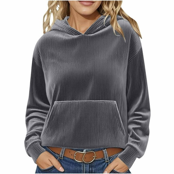 Enjoytime Womens Hoodies Oversized Sweatshirts Solid Color Long Sleeve Pullover Tops Fall Winter Fashion Clothes with Pocket