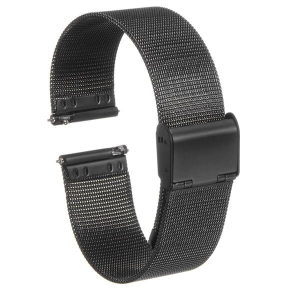 Uxcell Stainless Steel Mesh Watch Band 22mm Quick Release Adjustable Strap, Black