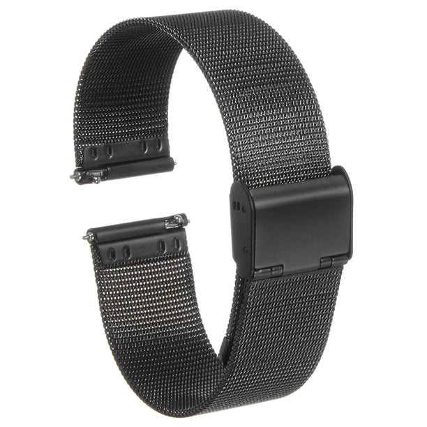 Correa de reloj de malla de acero inoxidable Uxcell de 22 mm con liberación rápida y correa ajustable, negra