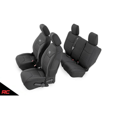 Rough Country Neoprene Seat Covers Black compatible w 2008-2010 Jeep Wrangler JK 4DR (Set) Custom Water Resistant