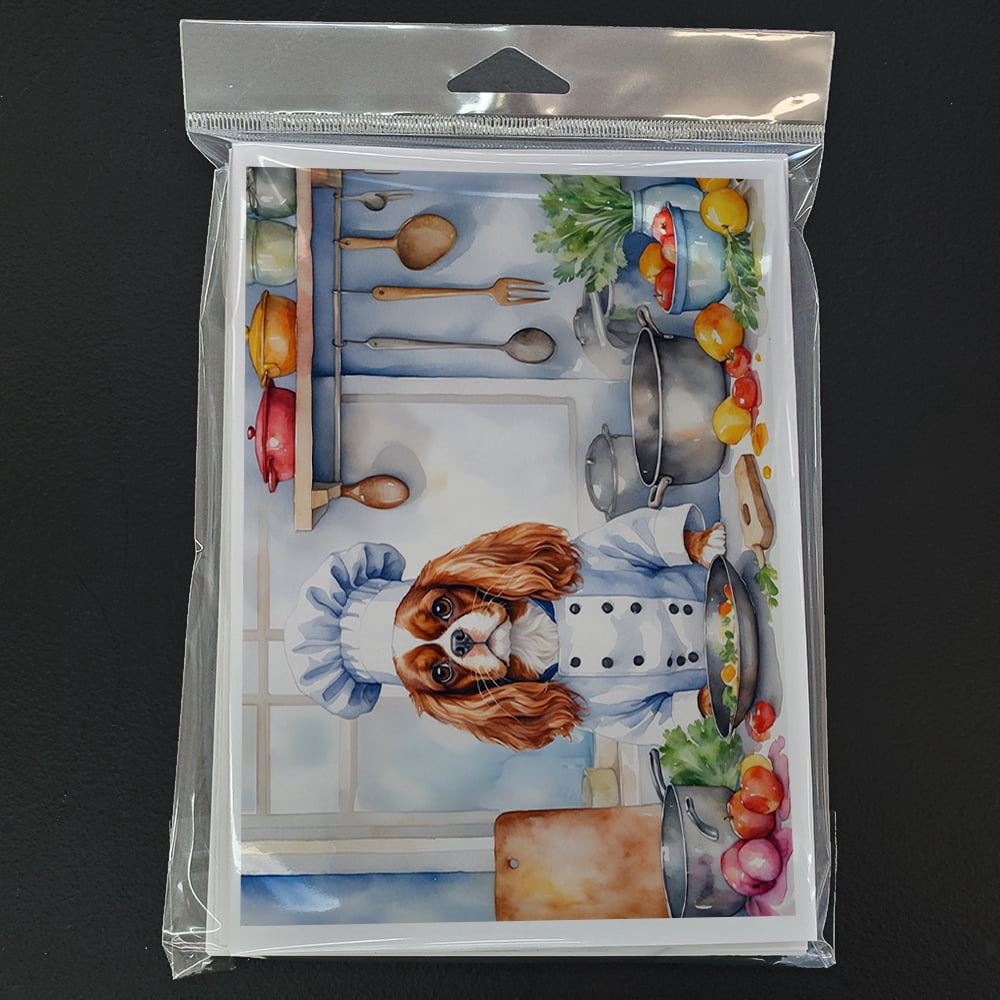 Cavalier Spaniel The Chef Greeting Cards Pack of 8 7 in x 5 in