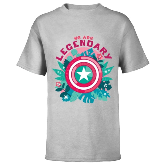 Marvel We Are Groot Captain America We Are Legendary - Short Sleeve T-Shirt for Kids - Customized-Athletic Heather