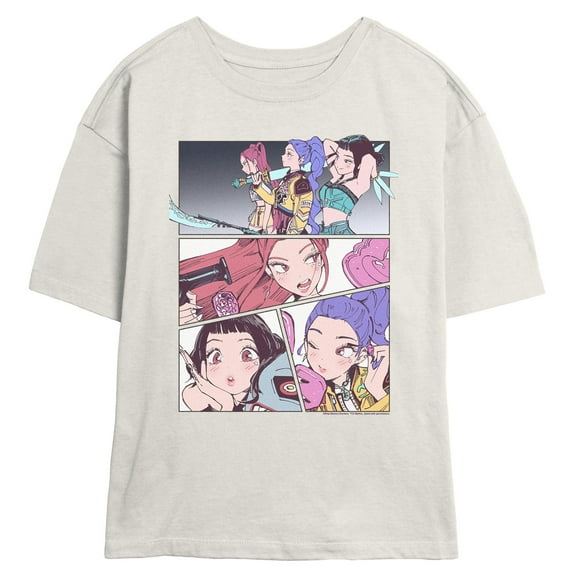 Juniors KPop Demon Hunters Huntrix Girls Manhwa Panels T Shirt