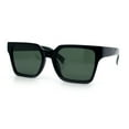 thumbnail image 4 of Polarized Gentlemanly Horn Rim Rectangle Plastic Minimalist Sunglasses Black - Green, 4 of 8