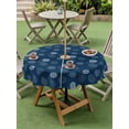 thumbnail image 4 of Outdoor Tablecloths with Umbrella Hole & Zipper, Navy Blue Daisy Round Tablecloths 60 Inch, Modern Farmhouse Chrysanthemum Floral Waterproof Table Cloth, Patio/Pool/Picnic Table Covers, 4 of 8