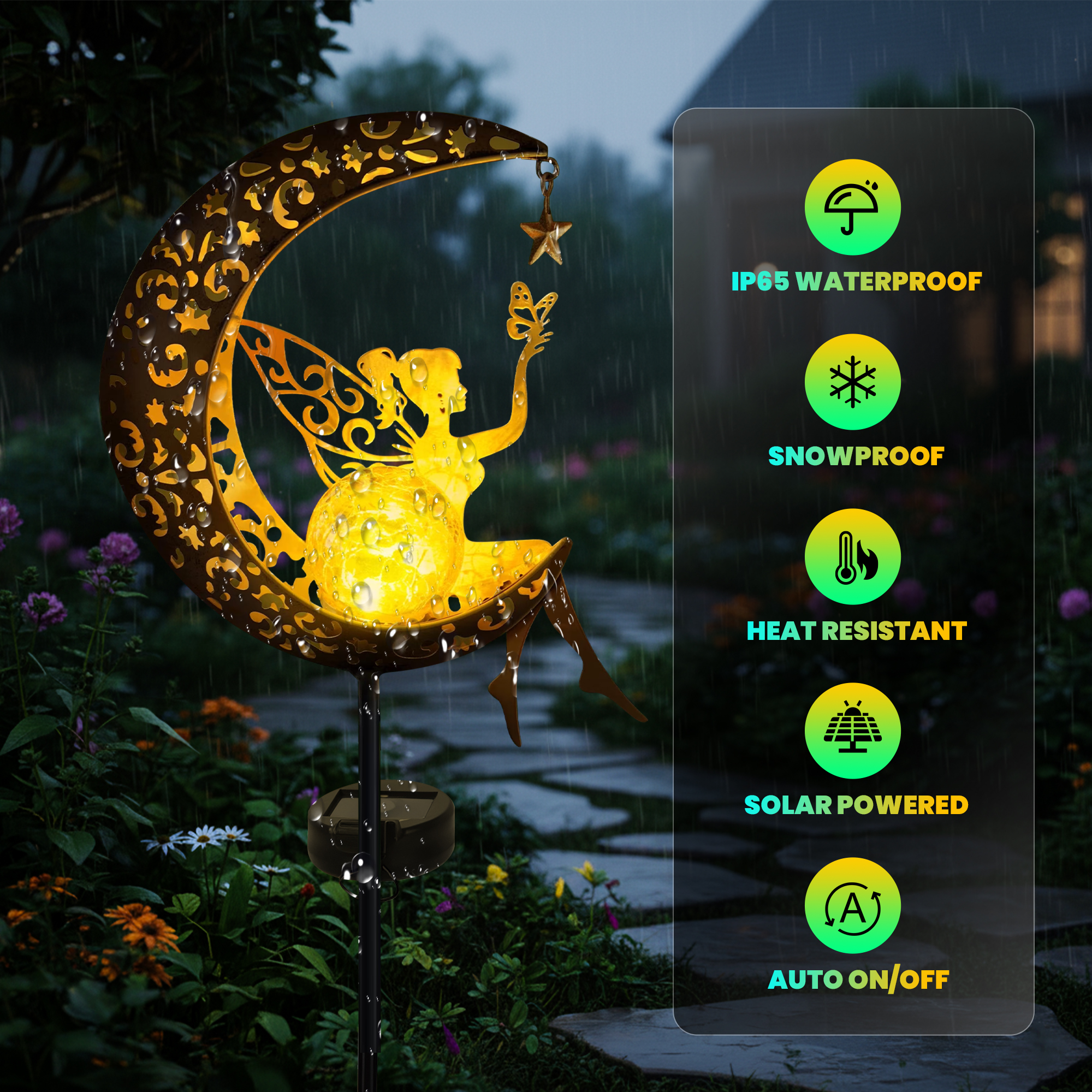 Daybetter 32" Moon Fairy Solar Garden Lights photo 3
