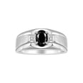 thumbnail image 1 of RYLOS Men's Rings Sterling Silver Classic 7X5MM Oval Gemstone & Diamond Ring Onyx October Birthstone Rings For Men, Silver Rings, Size 9, 1 of 7