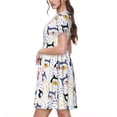 thumbnail image 2 of Picia Cute Dog Pattern Women's Short Sleeve Summer Dress Pleated Loose Swing Knee Length Short Sleeve Swing Dresses, 2 of 6