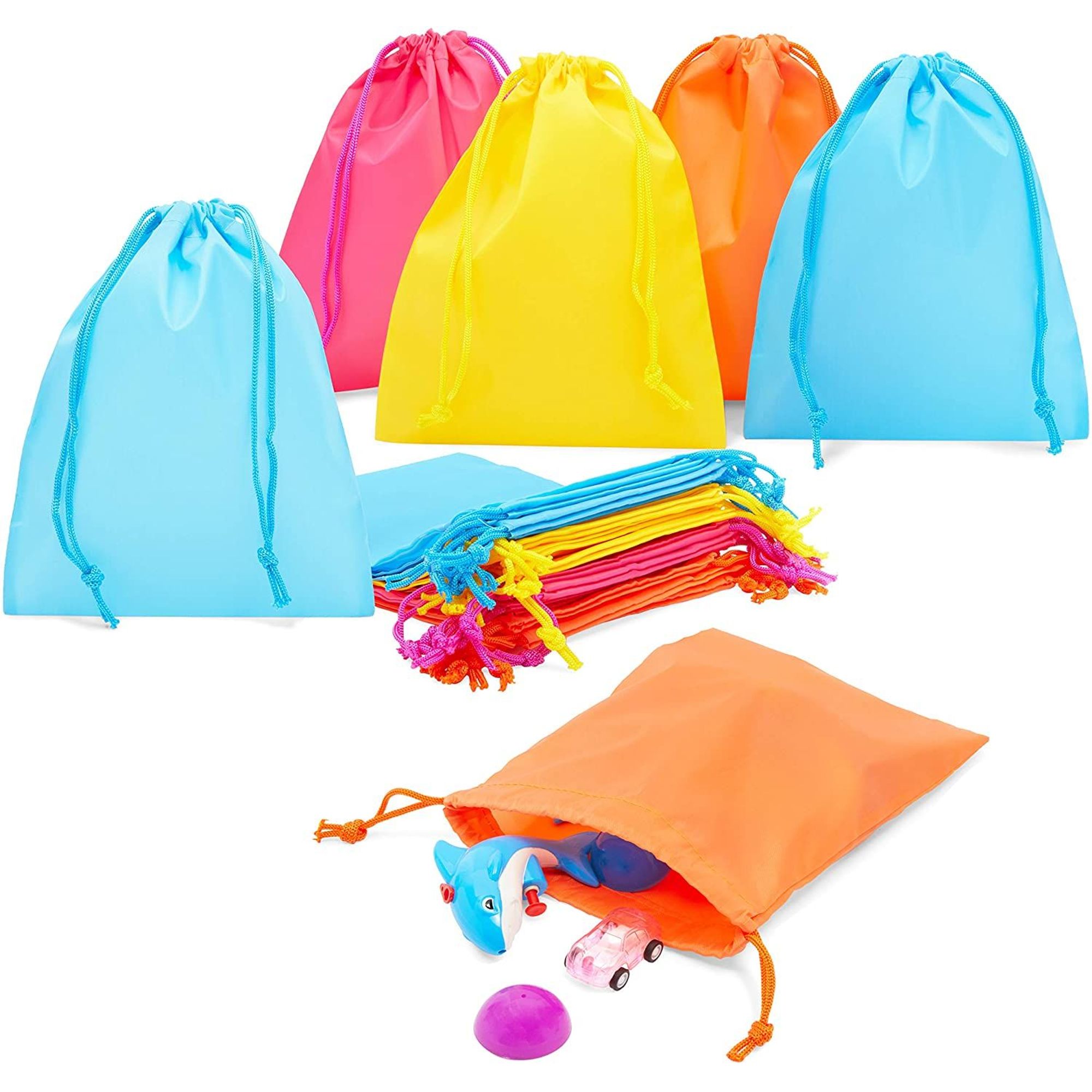 24Pack Cellophane Drawstring Gift Bags for Party Favors (4 Colors, 8