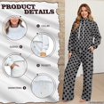 thumbnail image 6 of Glofpot 2 Piece Lounge Sets for Women, Mock Neck Sweatshirt, Sports Wear Long Sleeve Pullover Top, Drawstring Wide Leg Pants, Plus Size Tracksuit Set, Activewear for Jogging, Gym, Polka Dot Black, 6 of 7