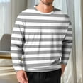 thumbnail image 2 of LNWUY (S-5XL) Big and Tall Men's Fashion Casual Striped Crewneck Long Sleeve Top T-Shirt Basic Pullover Loose tee Shirt Gray XXXXL, 2 of 5