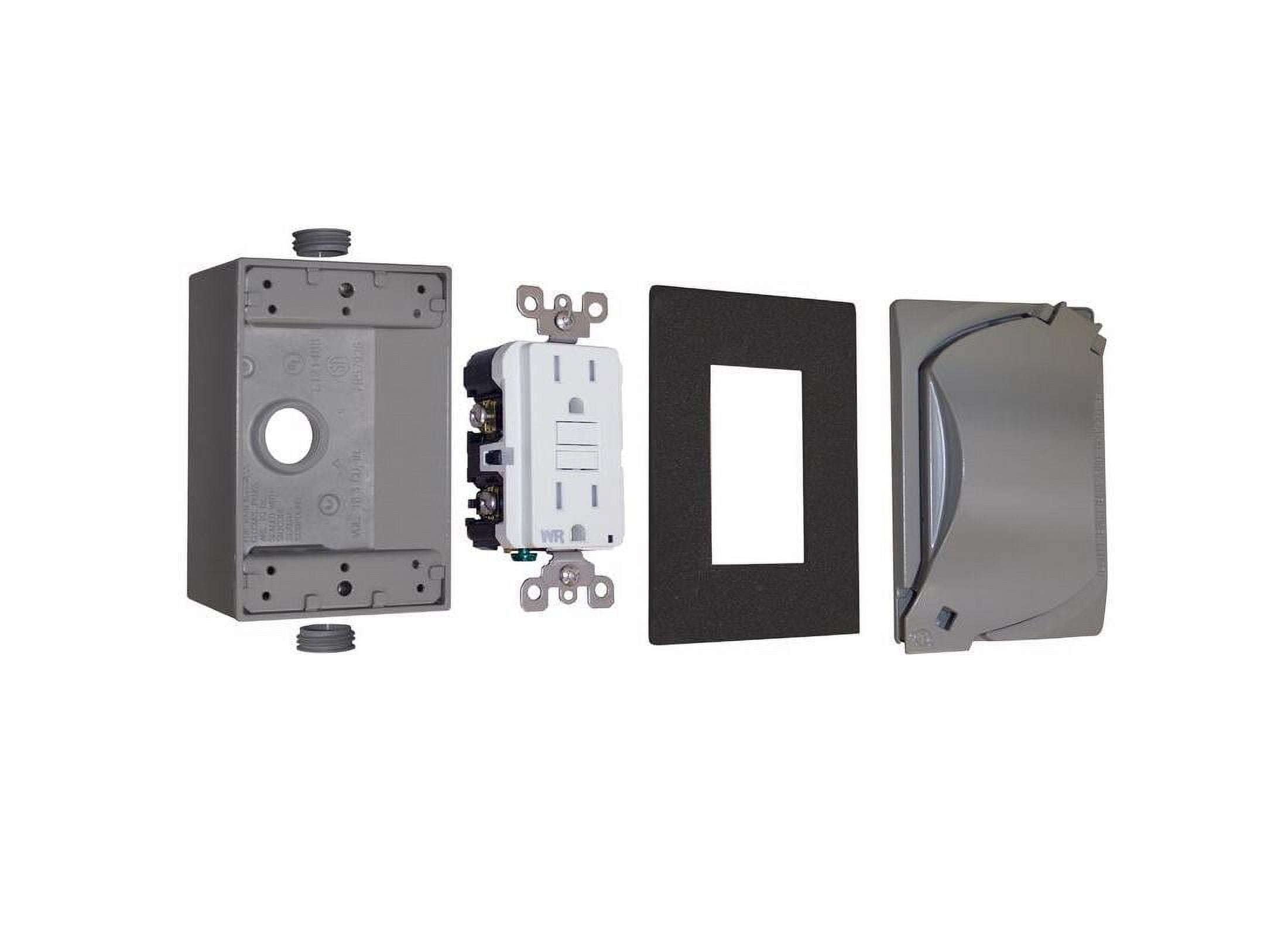 Sigma Electric 16449 Weatherproof Rectangular GFCI Outlet Kit, Gray