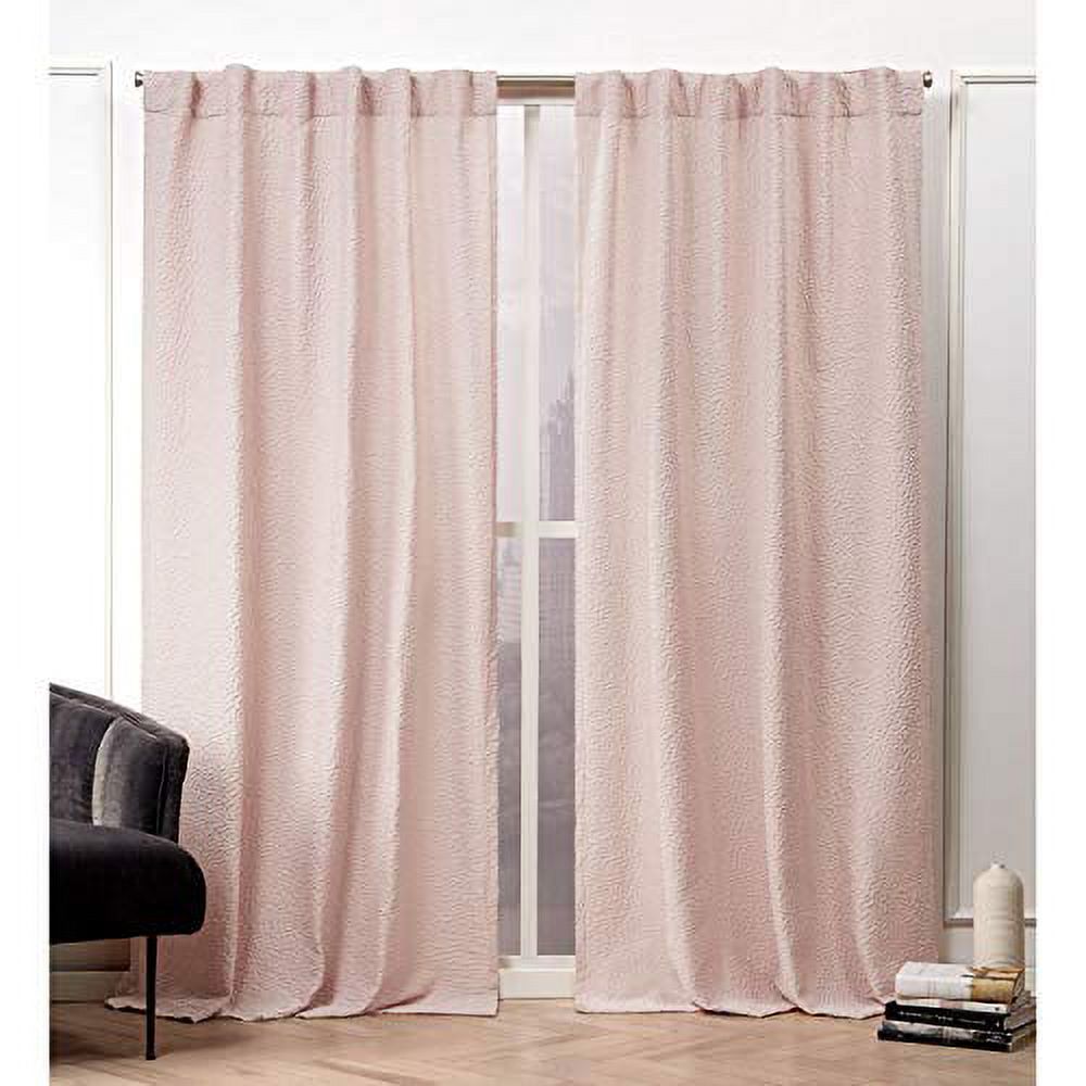 Nicole Miller Textured Matelassé Hidden Tab/Rod Pocket Top Light Filtering Curtain Panel Pair, 50"x84", Blush
