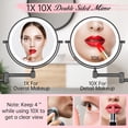 thumbnail image 2 of FASCINATE Rechargeable Wall Mounted Lighted Vanity Mirror 8 Inch 1X/10X Magnifying Makeup Mirror with 3 Color Lights, Double Sided Dimmable, 360 Degree Screen Touch,Bathroom Shaving Mirror (Black), 2 of 7