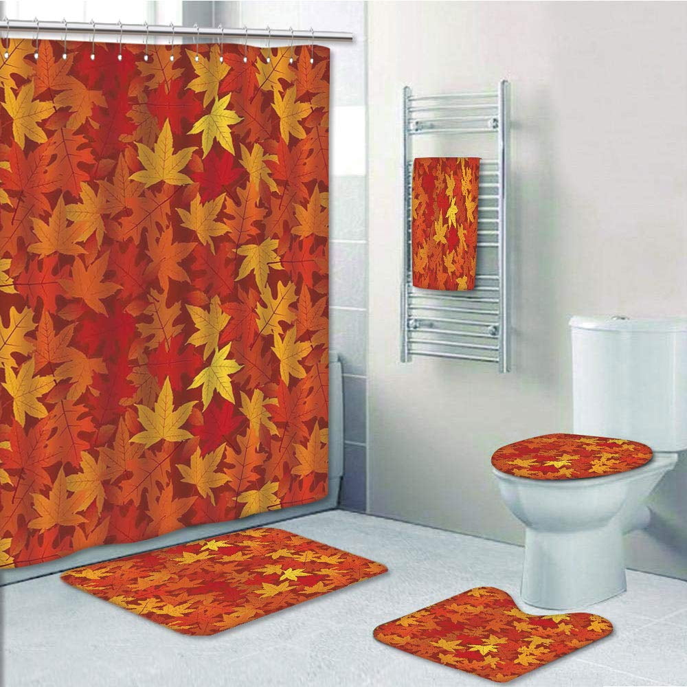 PRTAU Burnt red Autumn Fall Maple Leaves in Unusual Nature 5 Piece