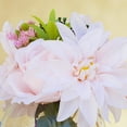 thumbnail image 3 of Enova Home Artificial Flowers Mixed Silk Roses and Dahlia Fake Flowers Arrangement in Round Glass Vase with Faux Water for Home Office Wedding Decoration (Blush), 3 of 3