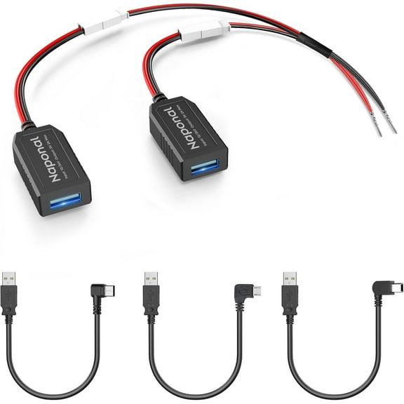 Universal Dash Cam Power Adapter, Dashcam Power Adapter Compatible with All Models, Dual DC Buck Module 12V/24V to 5V, Dash Cam Mirrior Camera Wire Kit, Quick Installation, Plug and Play