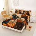 thumbnail image 2 of Homewish Rustic Halloween Dog Bed Sheets,Pumpkin Lantern Full Size Sheets,Farmhouse Decor,4pcs,1 Flat Sheet, 1 Fitted Sheet and 2 Pillowcases, 2 of 6