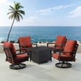 thumbnail image 2 of Black Aluminum Fire Table Set with Four Club Chairs, 2 of 11