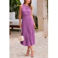 thumbnail image 4 of Vestido PRETTYGARDEN Morado Midi con Escote en V, Sin Mangas y Volantes, 4 of 8