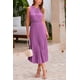 thumbnail image 4 of Vestido PRETTYGARDEN Morado Midi con Escote en V, Sin Mangas y Volantes, 4 of 8