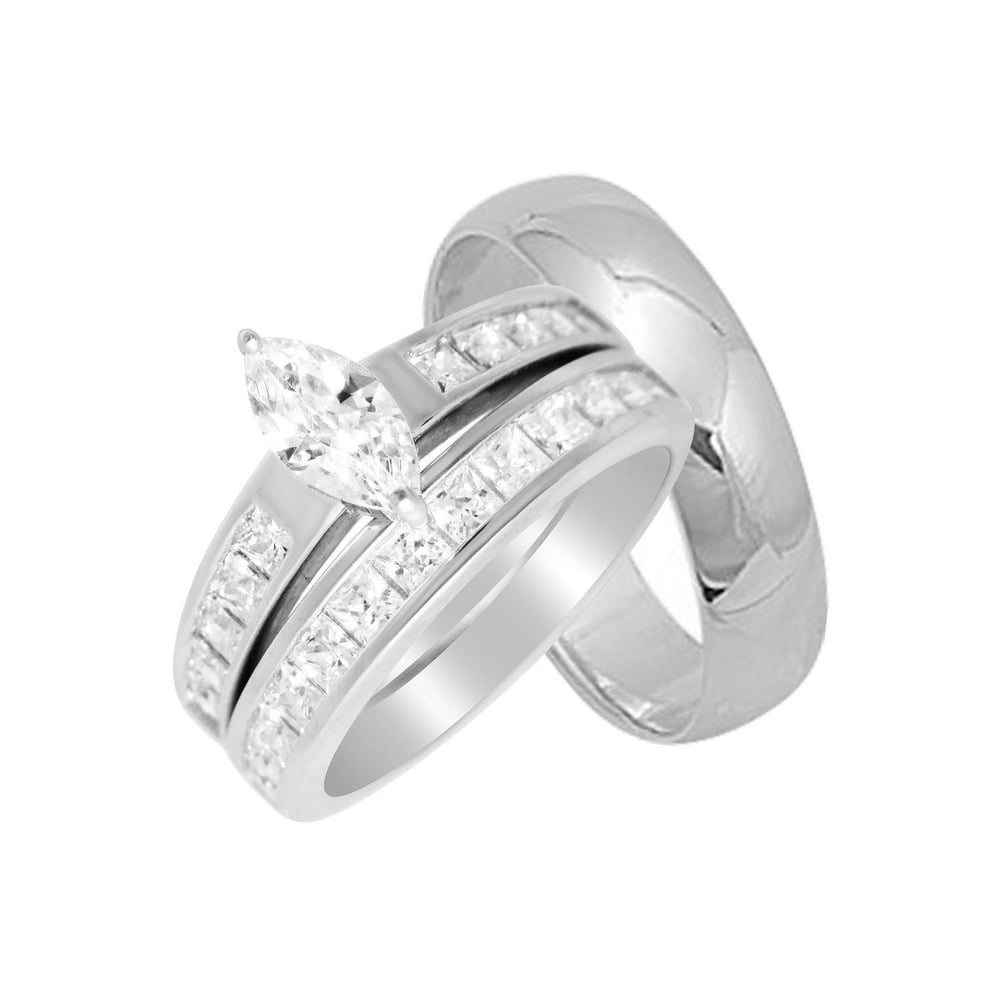 LaRaso & Co His Hers Wedding Rings Set Sterling Silver