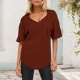 thumbnail image 2 of Timegard Tops for Women Trendy Deep V Neck Ruched Short Sleeve Comfy Dressy Casual Tunic Tops Summer, 2 of 6