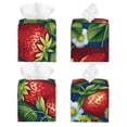 thumbnail image 2 of Lsque Strawberry2 Printed Tissue Box Cover Holder, Facial Paper Organizer Dispenser,Square with Bottom Belt, PVC Leather Decorative Organizer, 2 of 8