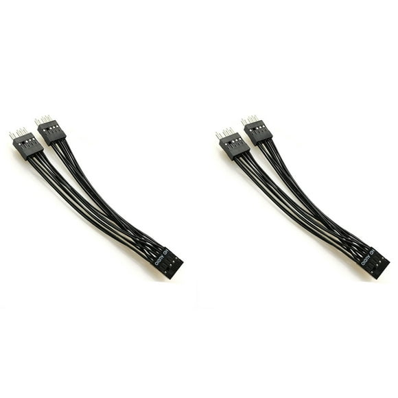 Motherboard HD Audio Extension Cable 9Pin 1 Female to 2 Male Y Splitter Cable Black for PC DIY 10cm, 2 Pack,2 x HD Audio Extension Cable,black