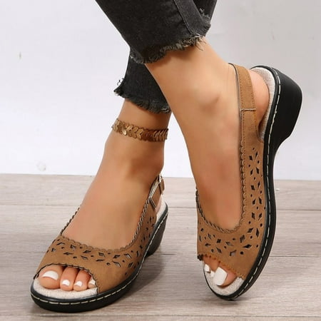 

Womens Spring Trends!AXXD Platform Sandals Slope Heel Sandals Comfortable Round Toe Buckle Causal Sandals For Womens Big&Tall New Arrival Size 6