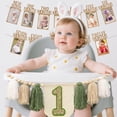 thumbnail image 2 of Baby First Birthday Party Decorations First Highchair Banner For Baby Boys Blue High Chair Banner Crown Cake Topper Baby Photo Banner 1st Birthday Photo Backdrop, 2 of 7