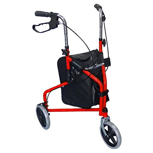 3 Wheel Rollator Walker with Ergonomic Hand Grips, Locking Brakes
