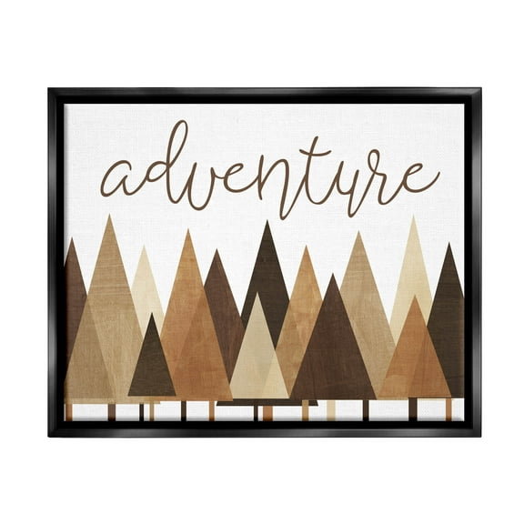 Stupell Industries Adventure Geometric Forest Trees Graphic Art Jet Black Floating Framed Canvas Print Wall Art, Design by Alli Rogosich