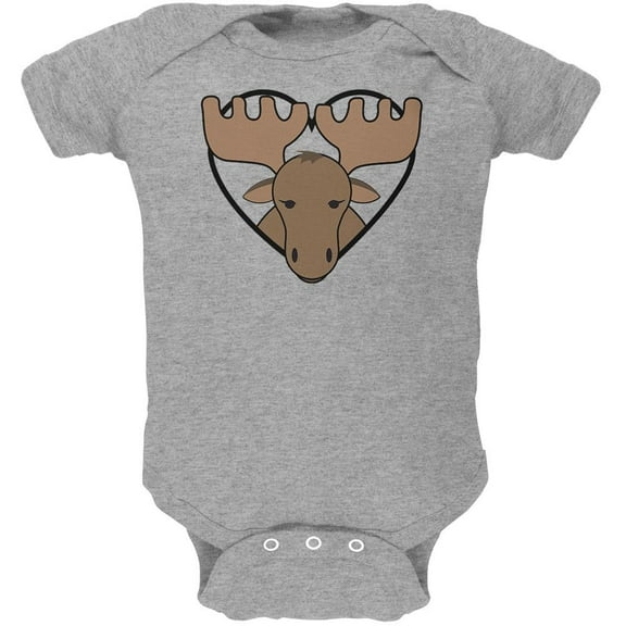 Love Heart Emerging Moose Soft Baby One Piece Heather 18-24 M